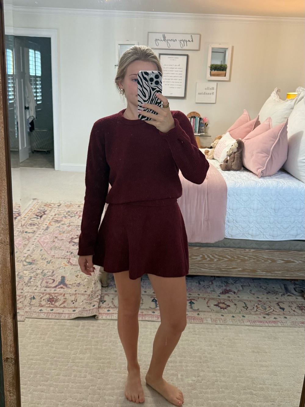 Women's Burgundy Knit Sweater Set